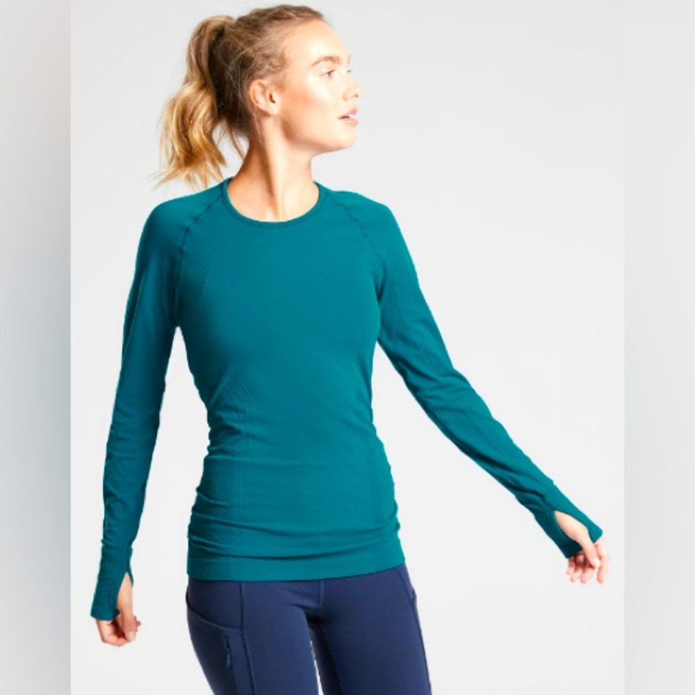Athleta Speedlight Seamless Long Sleeve Top Teal